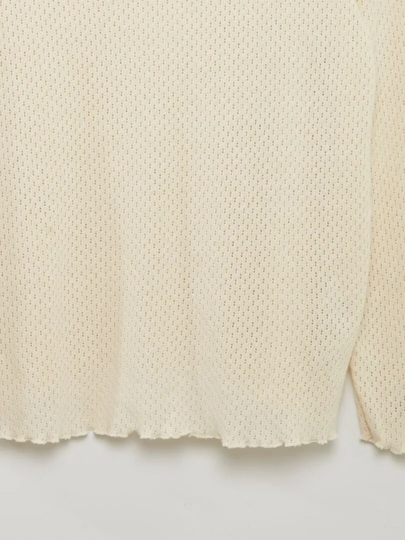 CAMISETA DE PUNTO CALADO  BEIGE