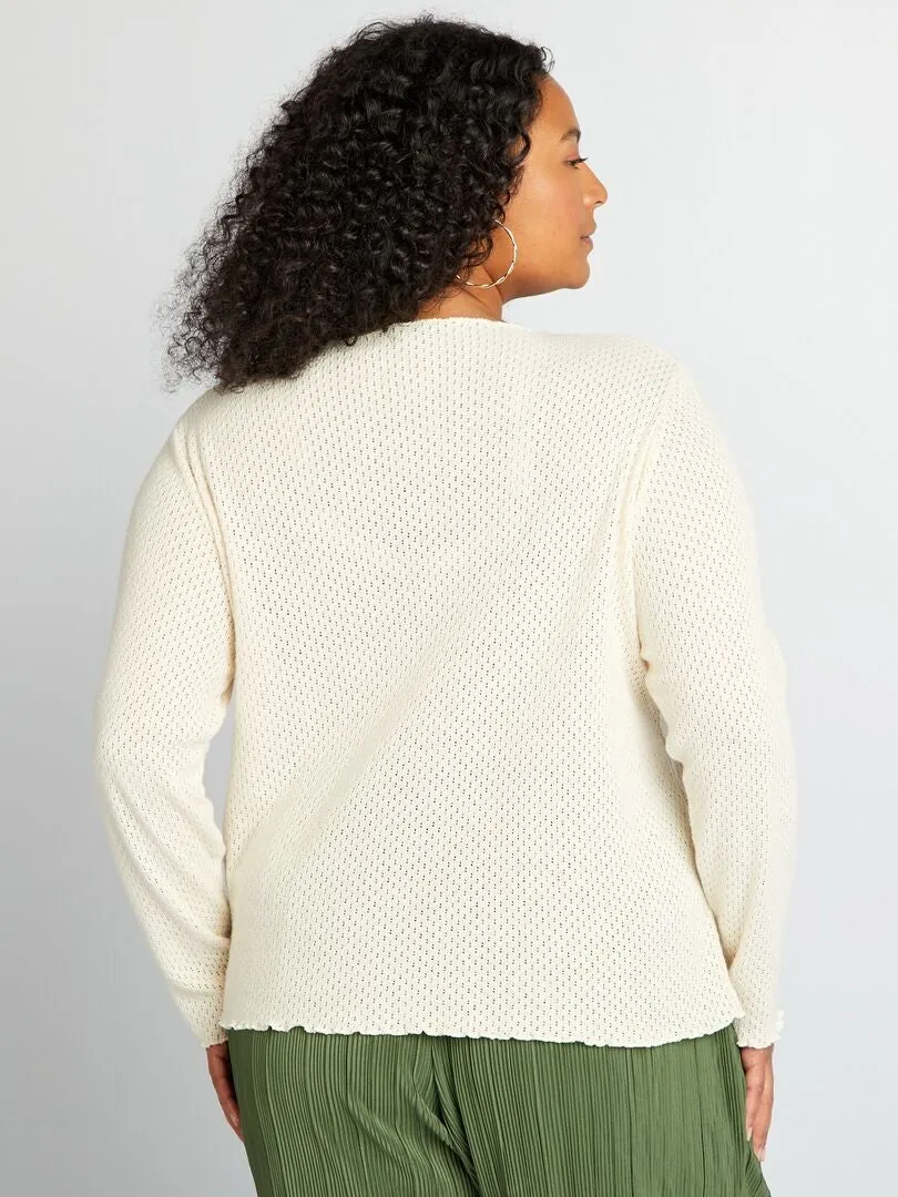 CAMISETA DE PUNTO CALADO  BEIGE