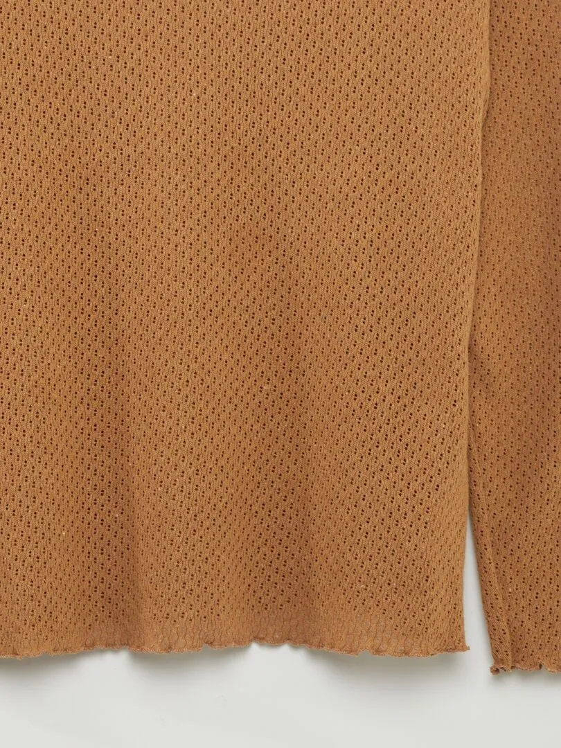 CAMISETA DE PUNTO CALADO  MARRON