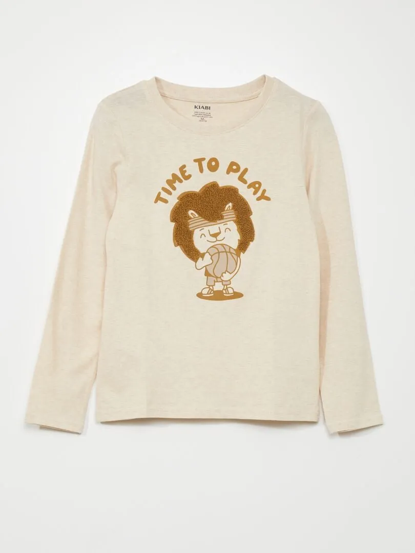 CAMISETA DE PUNTO DE MANGA LARGA  BEIGE