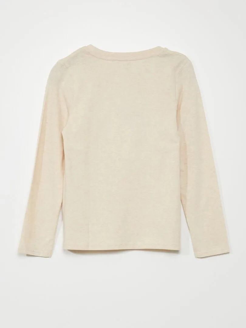 CAMISETA DE PUNTO DE MANGA LARGA  BEIGE