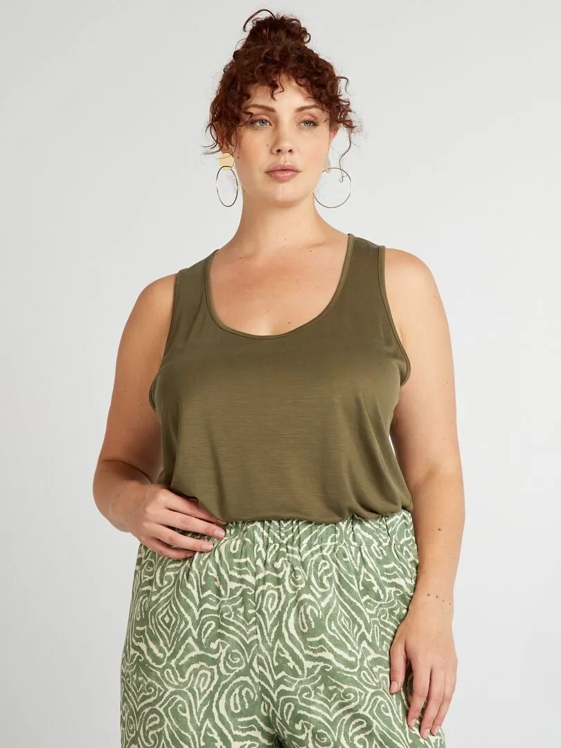 CAMISETA DE TIRANTES CON CUELLO REDONDO  KAKI