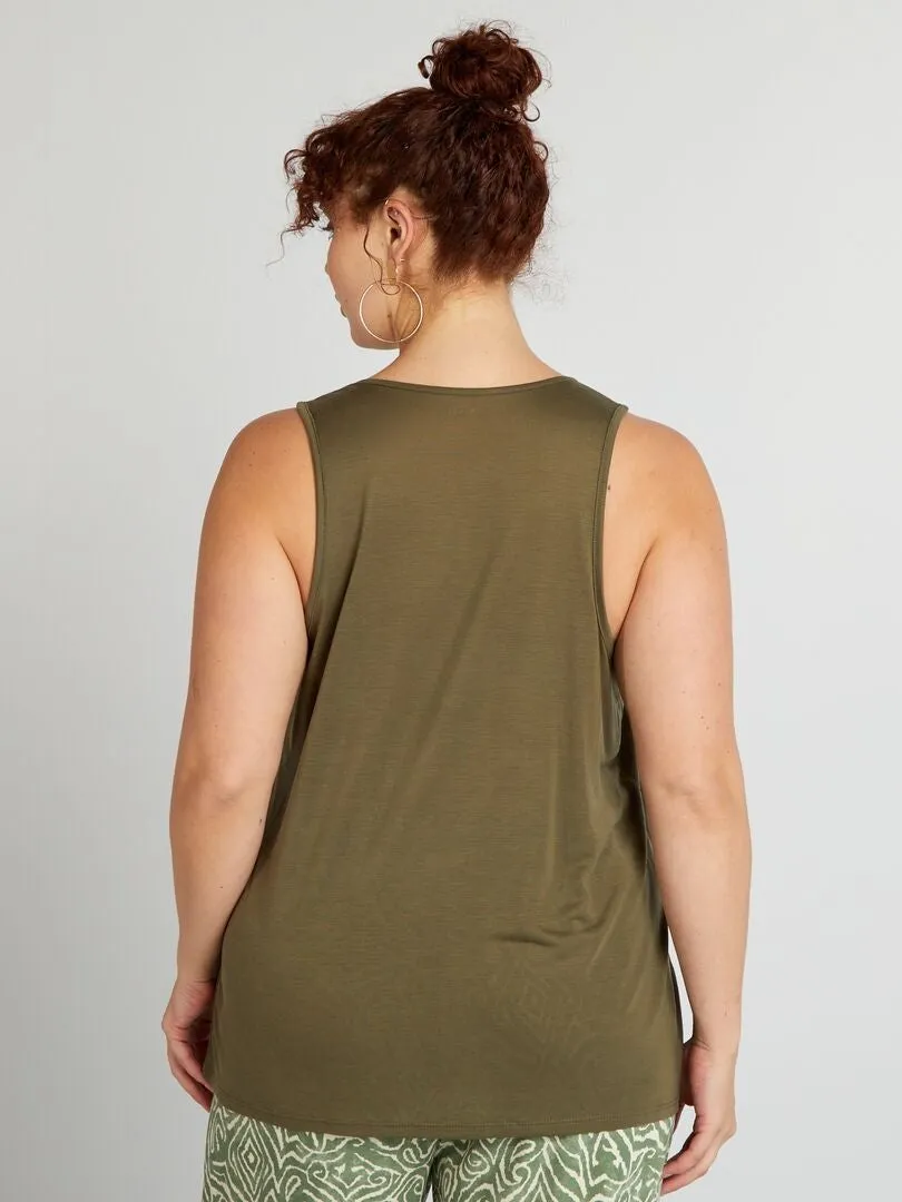 CAMISETA DE TIRANTES CON CUELLO REDONDO  KAKI
