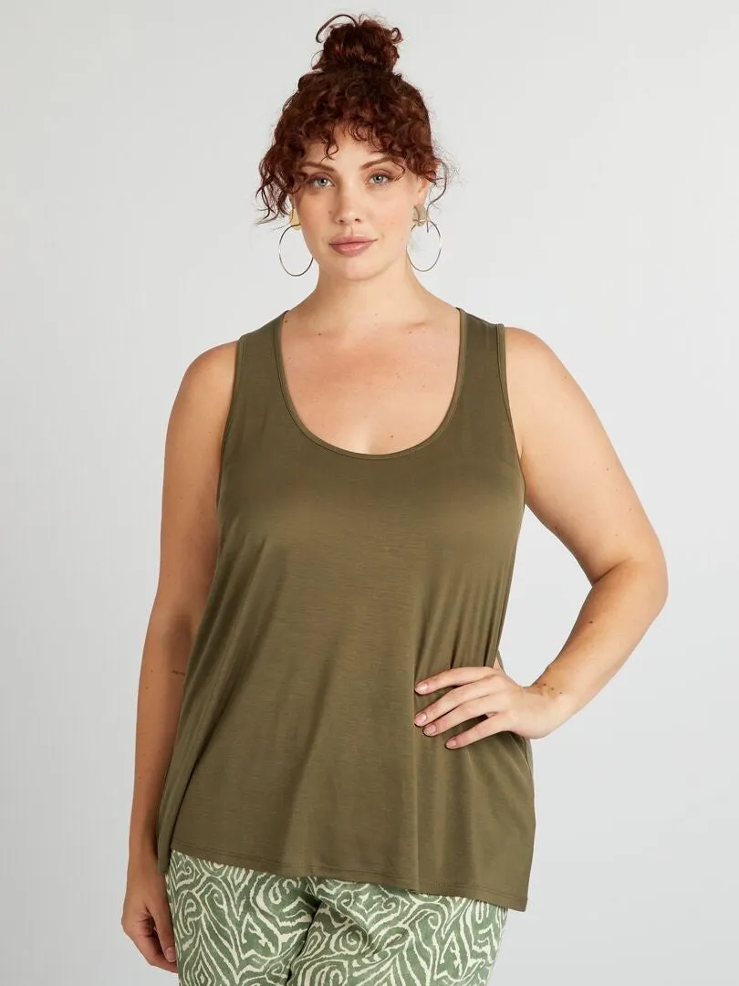 CAMISETA DE TIRANTES CON CUELLO REDONDO  KAKI