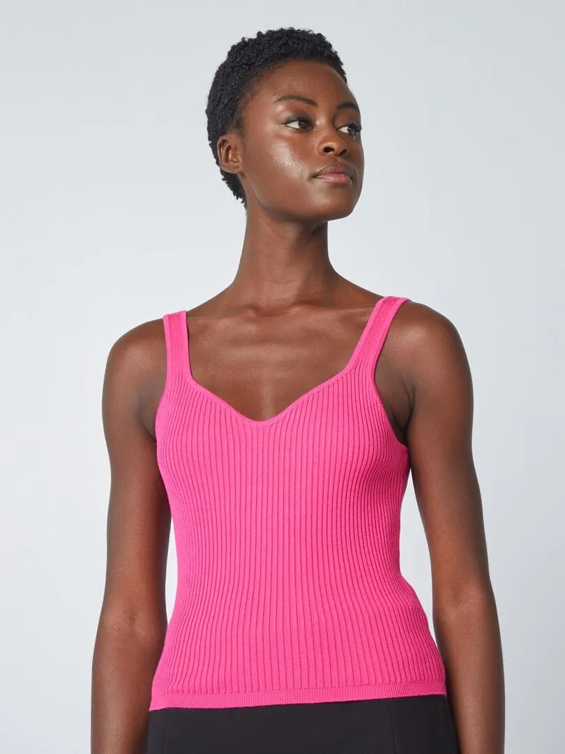 CAMISETA DE TIRANTES DE PUNTO DE CANALé  ROSA