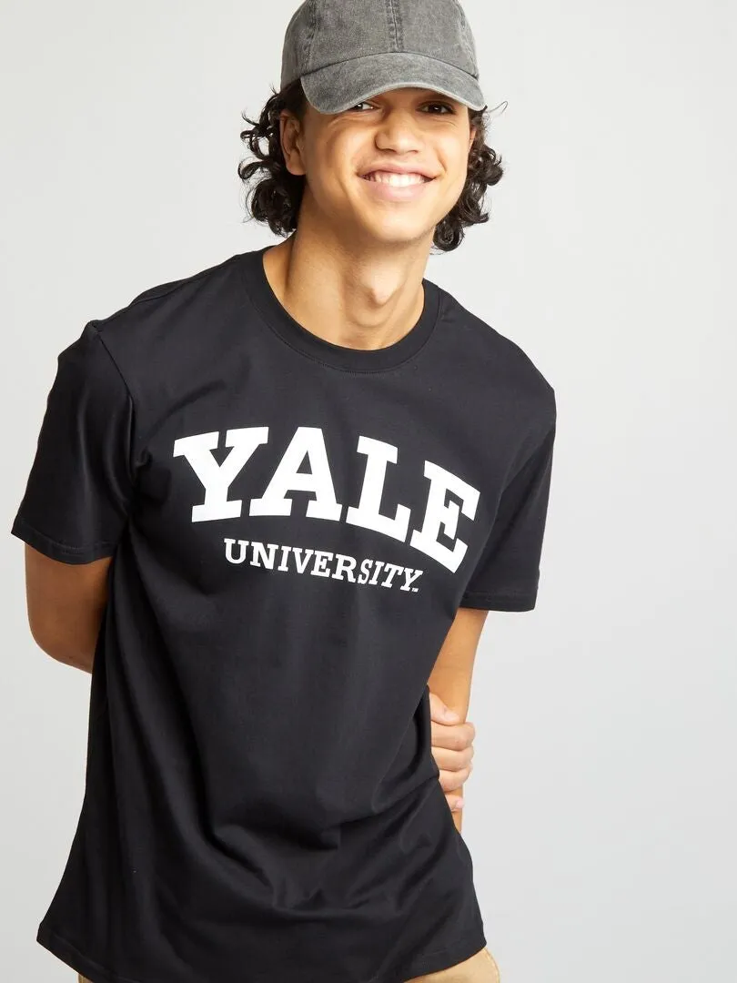 CAMISETA ESTILO UNIVERSITARIO 'YALE'  NEGRO