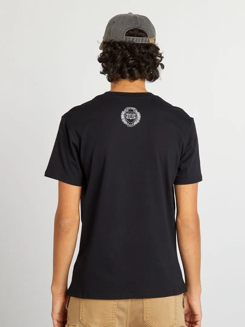 CAMISETA ESTILO UNIVERSITARIO 'YALE'  NEGRO