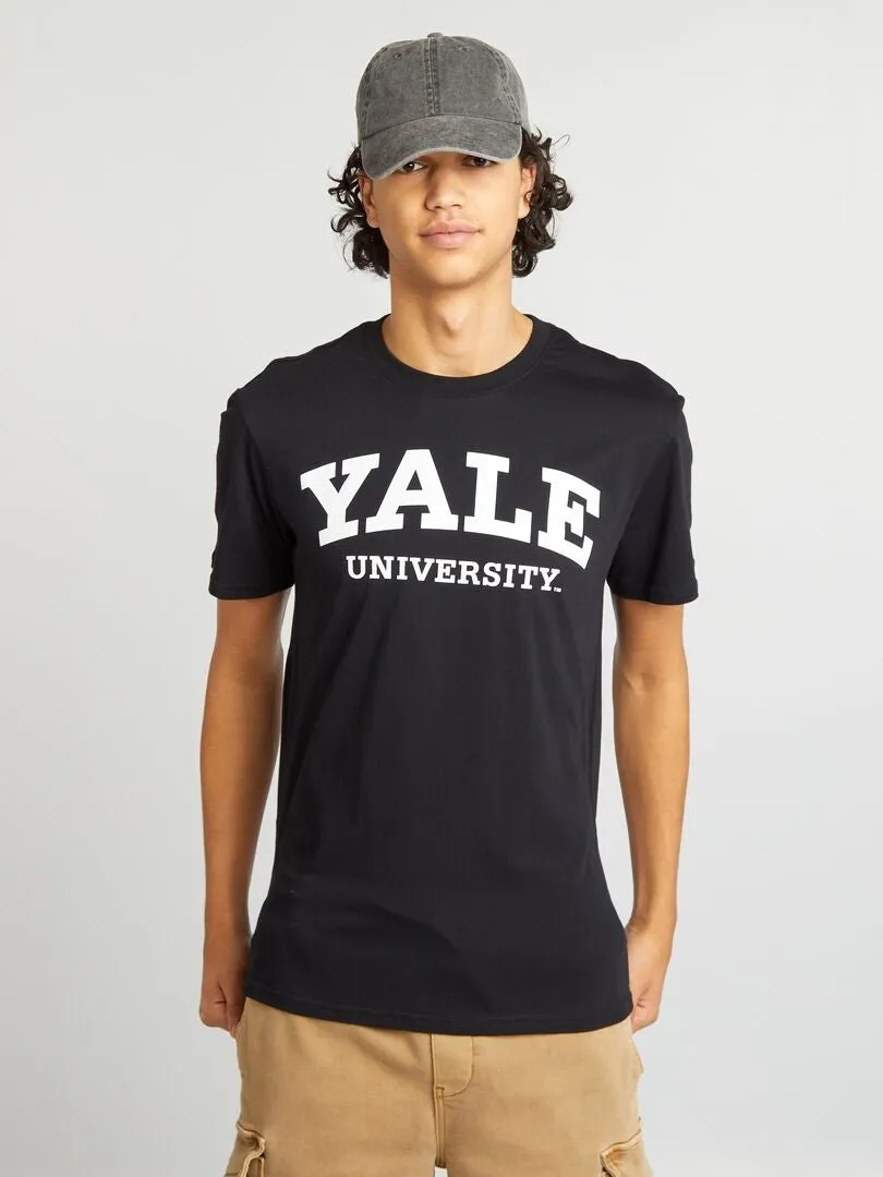 CAMISETA ESTILO UNIVERSITARIO 'YALE'  NEGRO