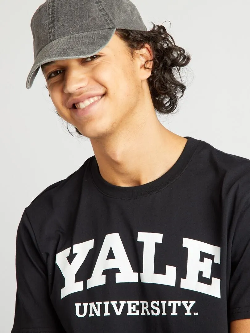 CAMISETA ESTILO UNIVERSITARIO 'YALE'  NEGRO