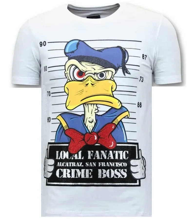 CAMISETA EXCLUSIVA DE LOS HOMBRES  ALCATRAZ PRISIONERO  BLANCO