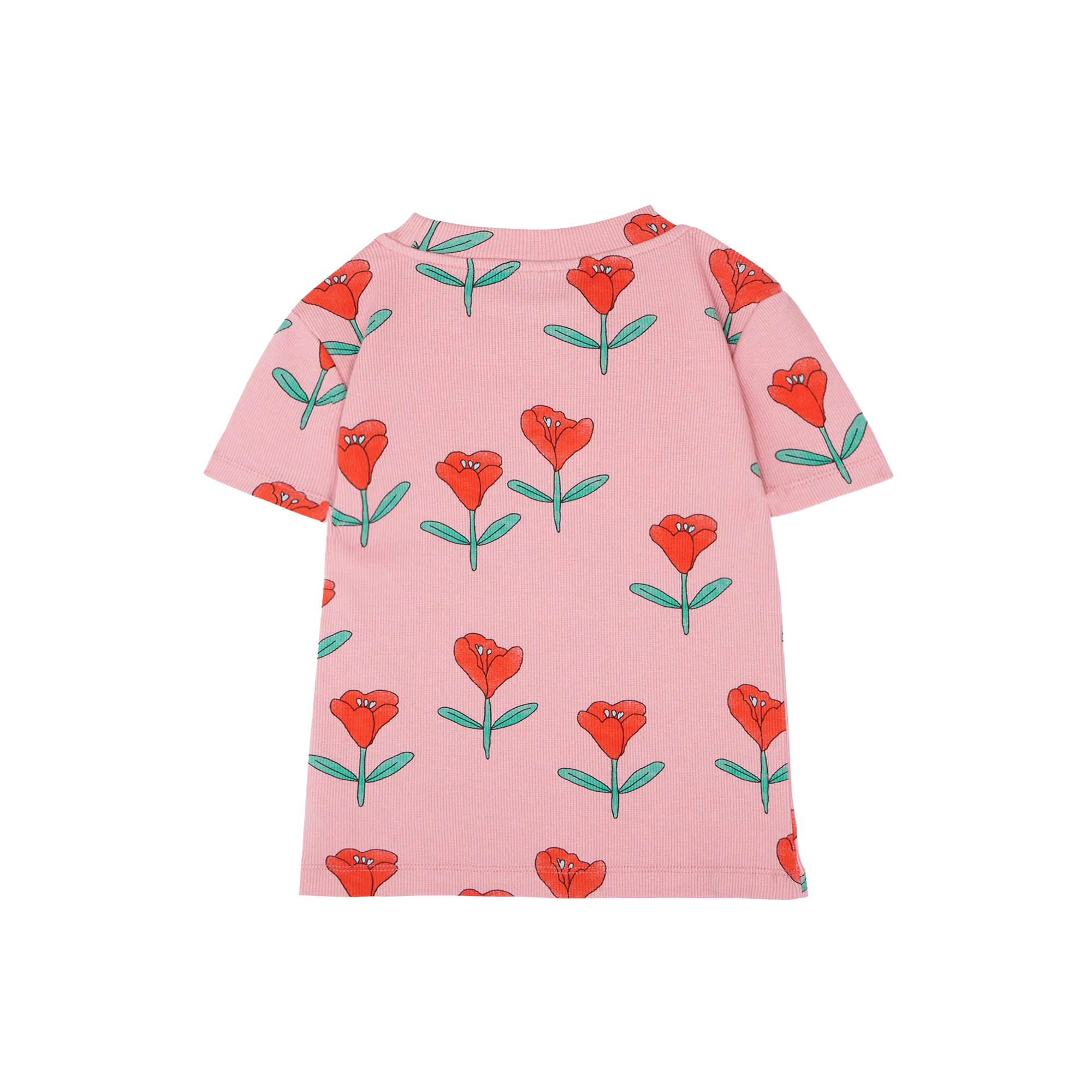 Camiseta holgada de algodón estampada con cuello redondo en rosa