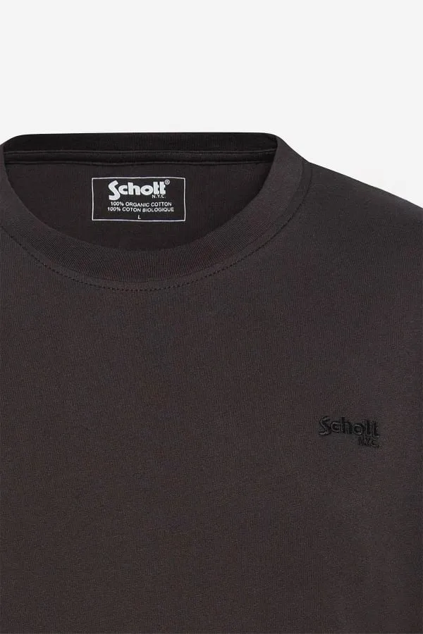 Camiseta Hombre Schott Tsbase01 Washed Black / Off White