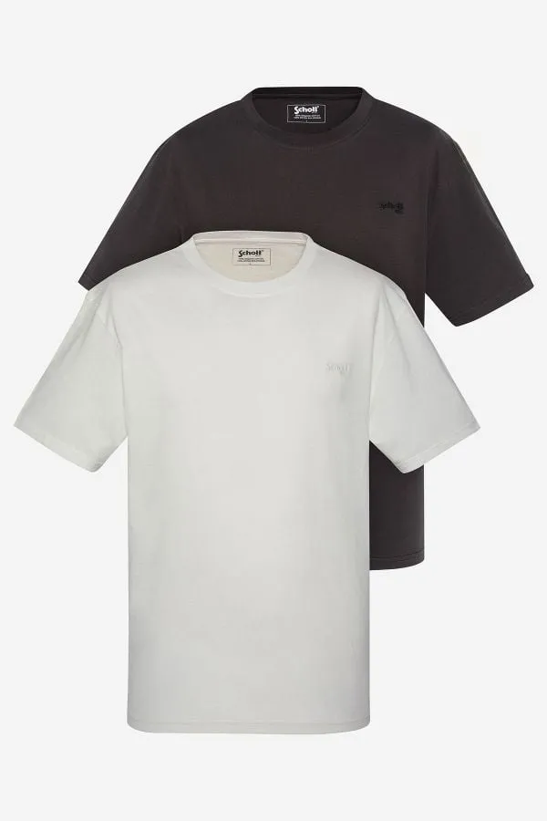 Camiseta Hombre Schott Tsbase01 Washed Black / Off White