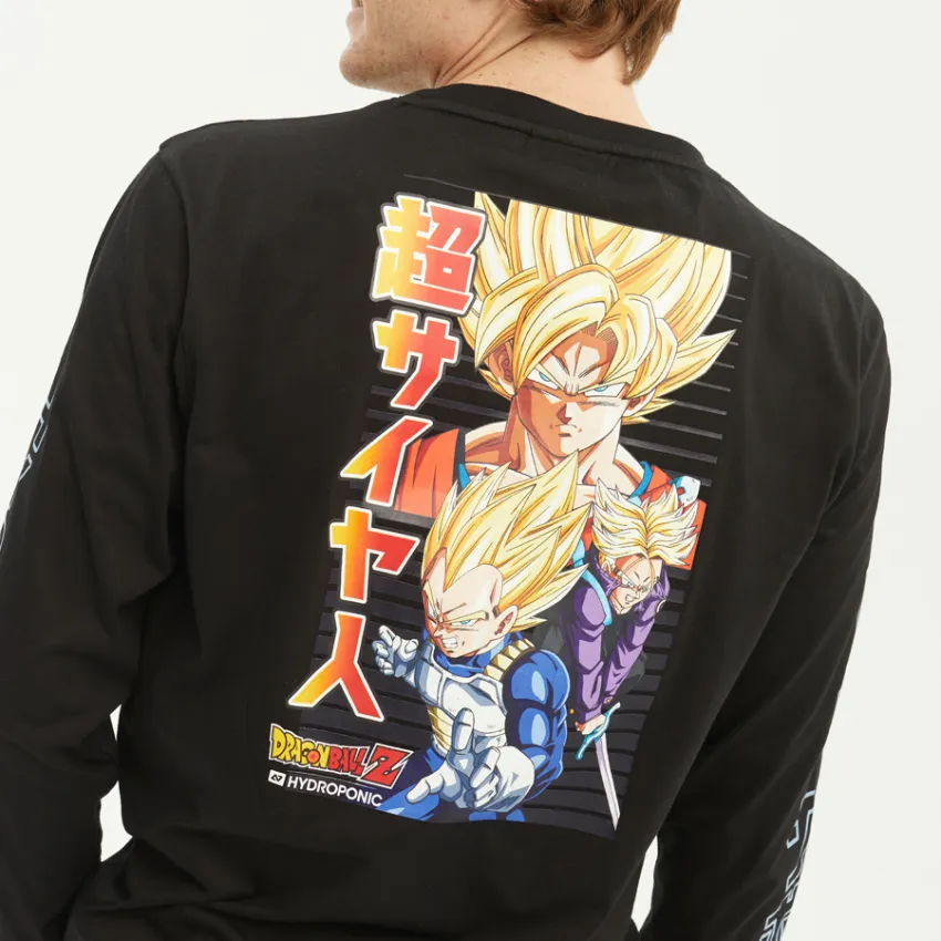 CAMISETA HYDROPONIC HOMBRE MANGA LARGA REFDB514 DBZ SAIYAN 3 LS BLACK NEGRA