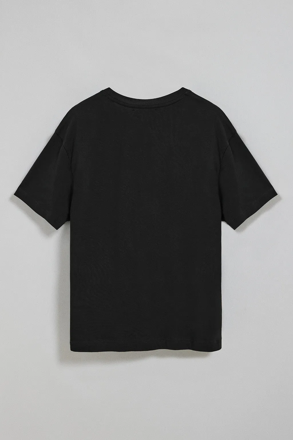 Camiseta negra de cuello redondo con logo engomado Polo Club