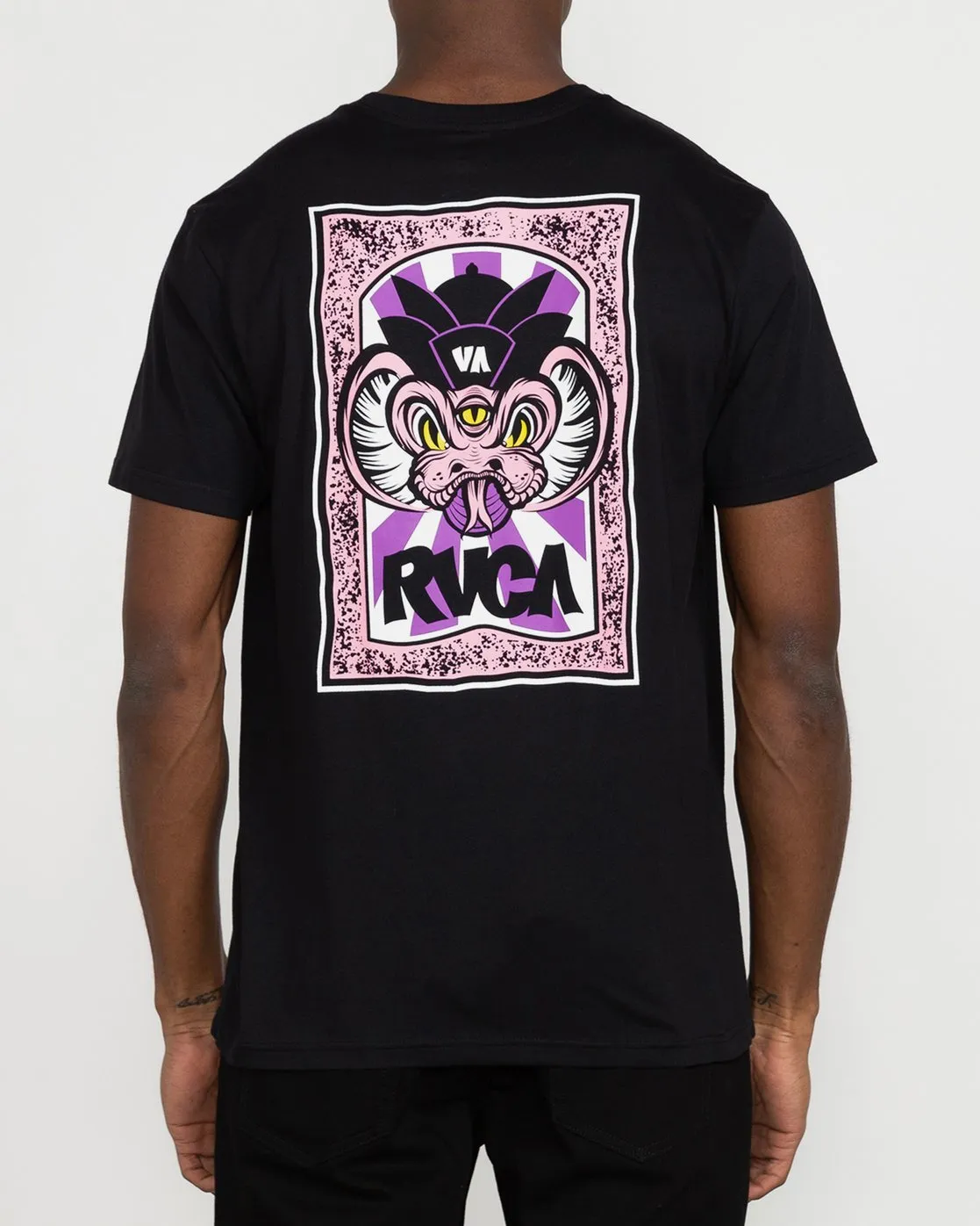 CAMISETA RVCA HOMBRE MANGA CORTA ROBERTO SS REF.U1 SSSP RVF0 BLACKNEGRA DIBUJO ROSA