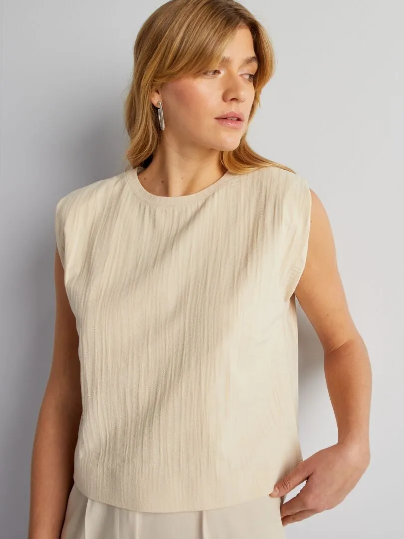 CAMISETA SIN MANGAS CON HOMBRERAS  BEIGE