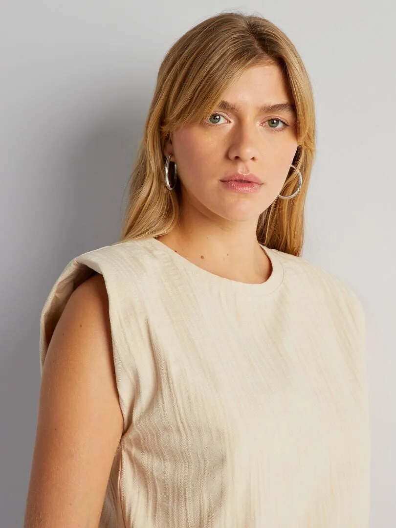 CAMISETA SIN MANGAS CON HOMBRERAS  BEIGE