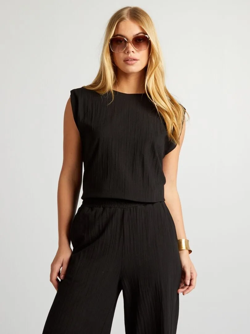 CAMISETA SIN MANGAS CON HOMBRERAS  NEGRO