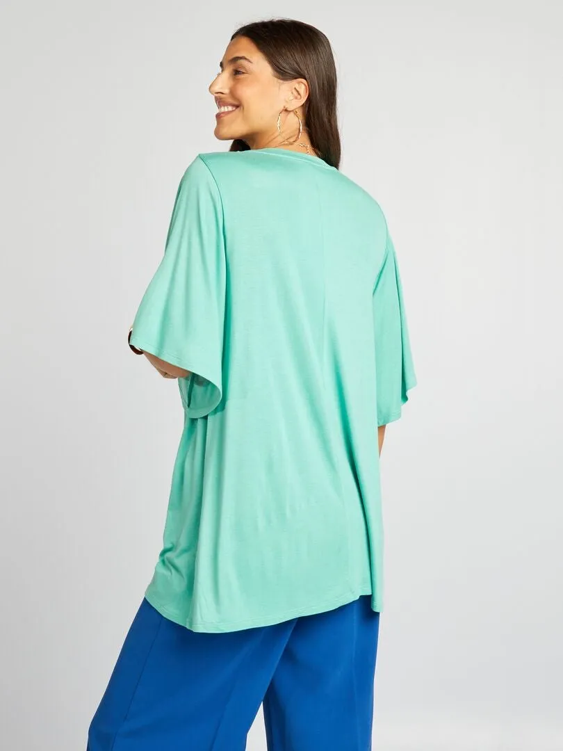CAMISETA VAPOROSA MANGA MURCIéLAGO  VERDE