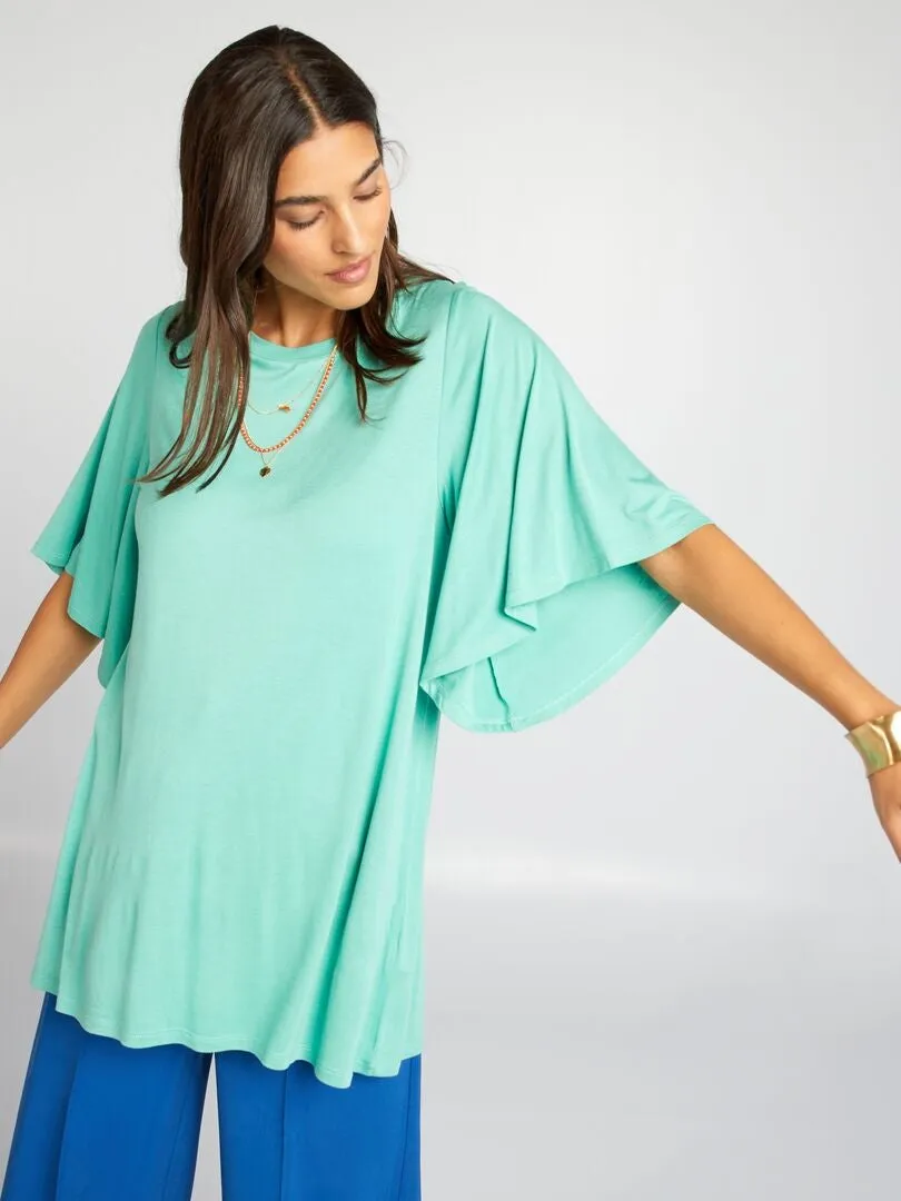 CAMISETA VAPOROSA MANGA MURCIéLAGO  VERDE