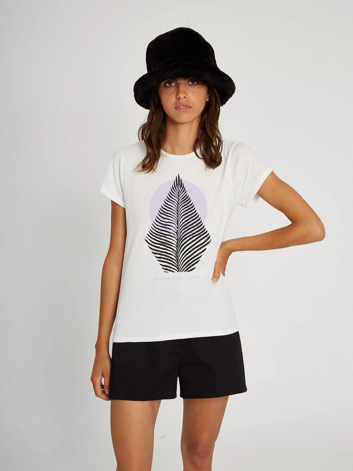 Camiseta VOLCOM Mujer manga corta RADICAL DAZE – STAR WHITE Ref. B3512115_SWH Blanca Pluma forma diamante Nueva Colección