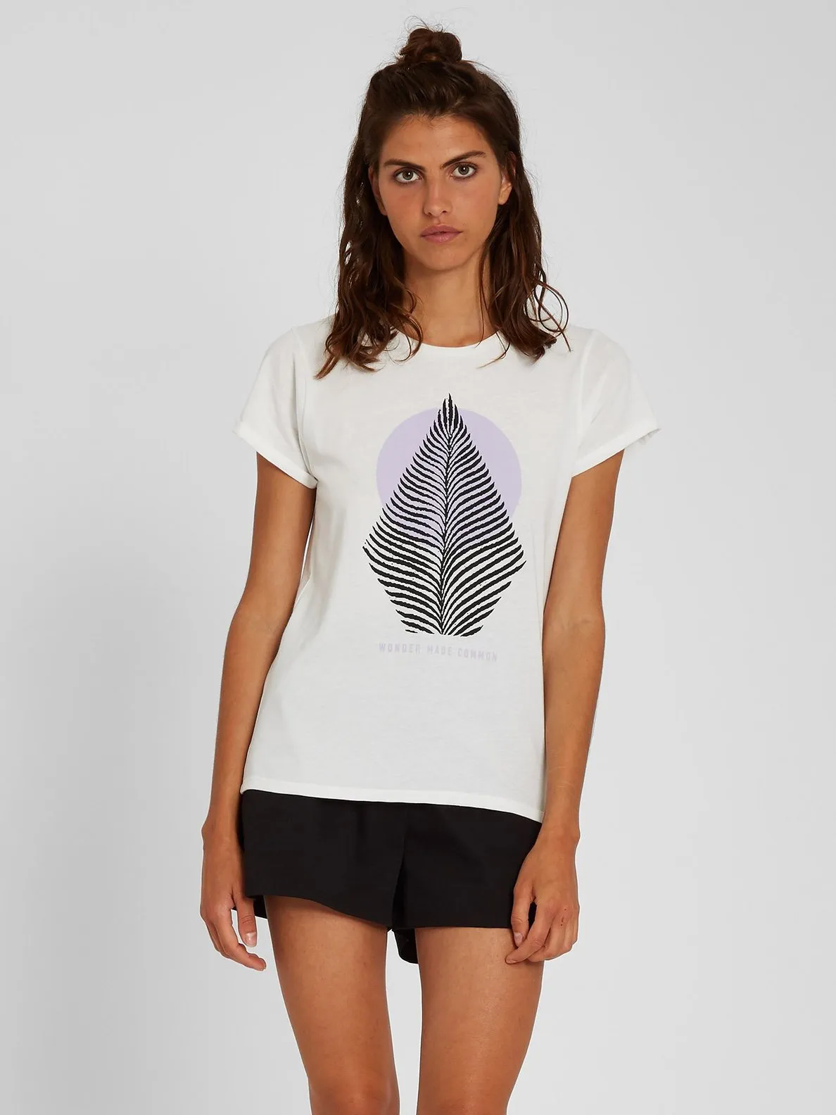 Camiseta VOLCOM Mujer manga corta RADICAL DAZE – STAR WHITE Ref. B3512115_SWH Blanca Pluma forma diamante Nueva Colección