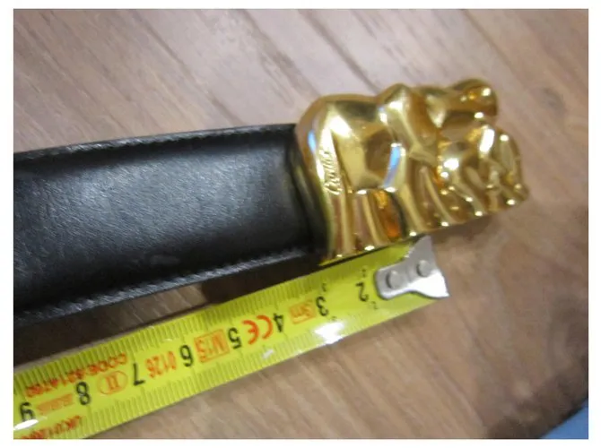CARTIER  CINTURóN DE CUERO ELEFANTES  VINTAGE NEGRO DORADO 