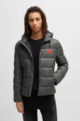 Chaqueta acolchada slim fit repelente al agua con ribete de logo