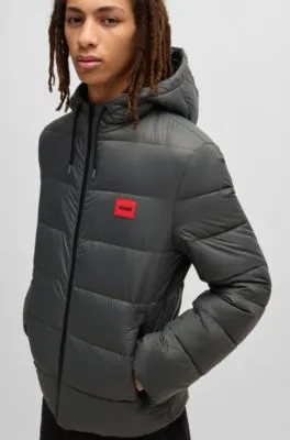 Chaqueta acolchada slim fit repelente al agua con ribete de logo