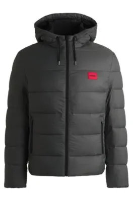 Chaqueta acolchada slim fit repelente al agua con ribete de logo
