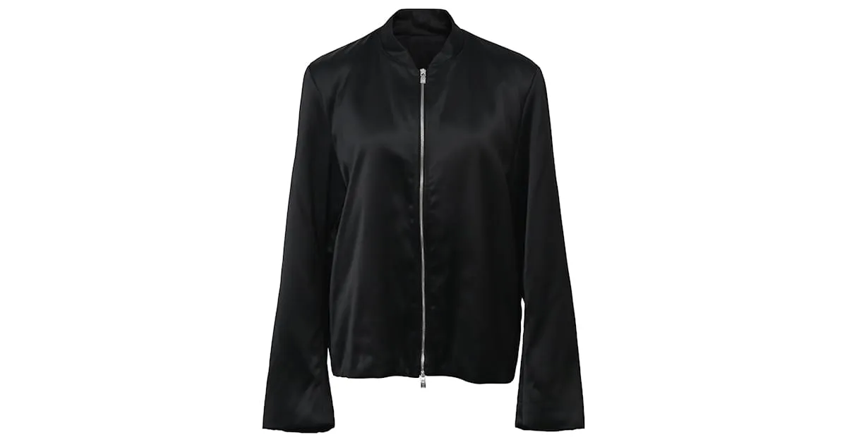 Chaqueta bomber con cremallera y mangas sueltas Totême en viscosa negra Negro 