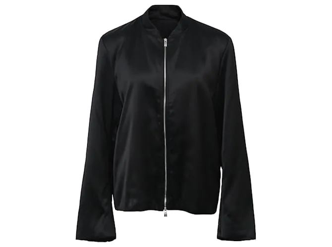 Chaqueta bomber con cremallera y mangas sueltas Totême en viscosa negra Negro 