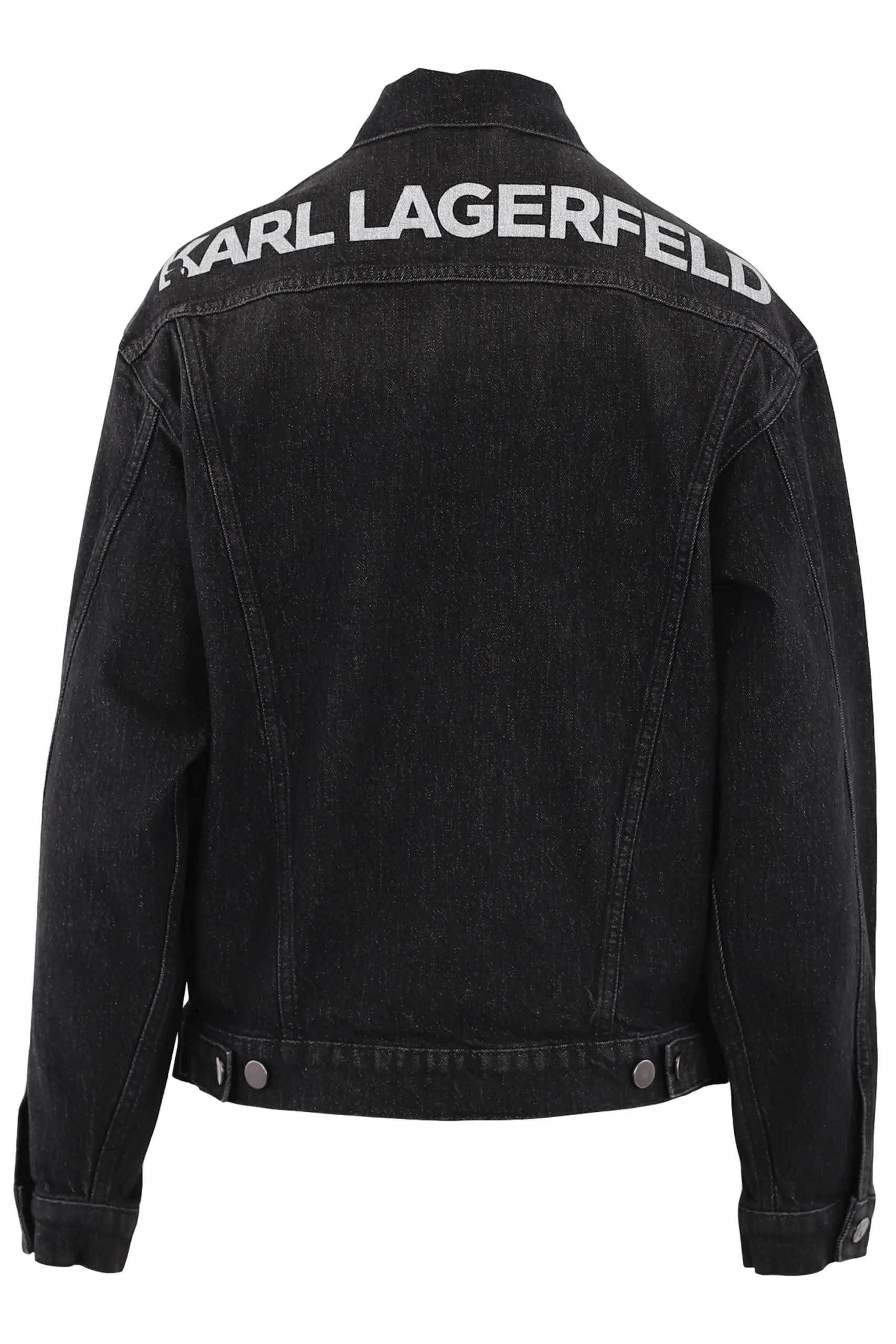 Chaqueta de denim negro con logo detrás