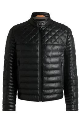Chaqueta de piel de napa con cuello alzado
