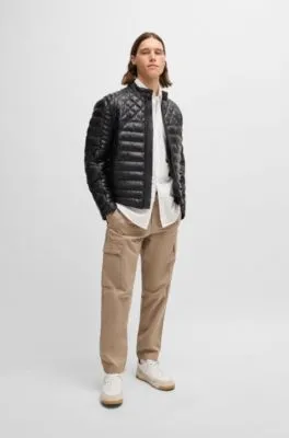 Chaqueta de piel de napa con cuello alzado