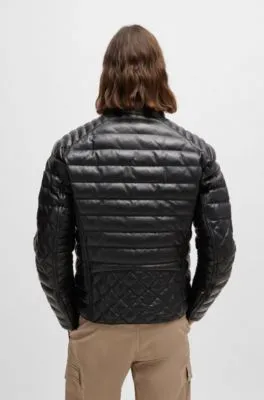 Chaqueta de piel de napa con cuello alzado