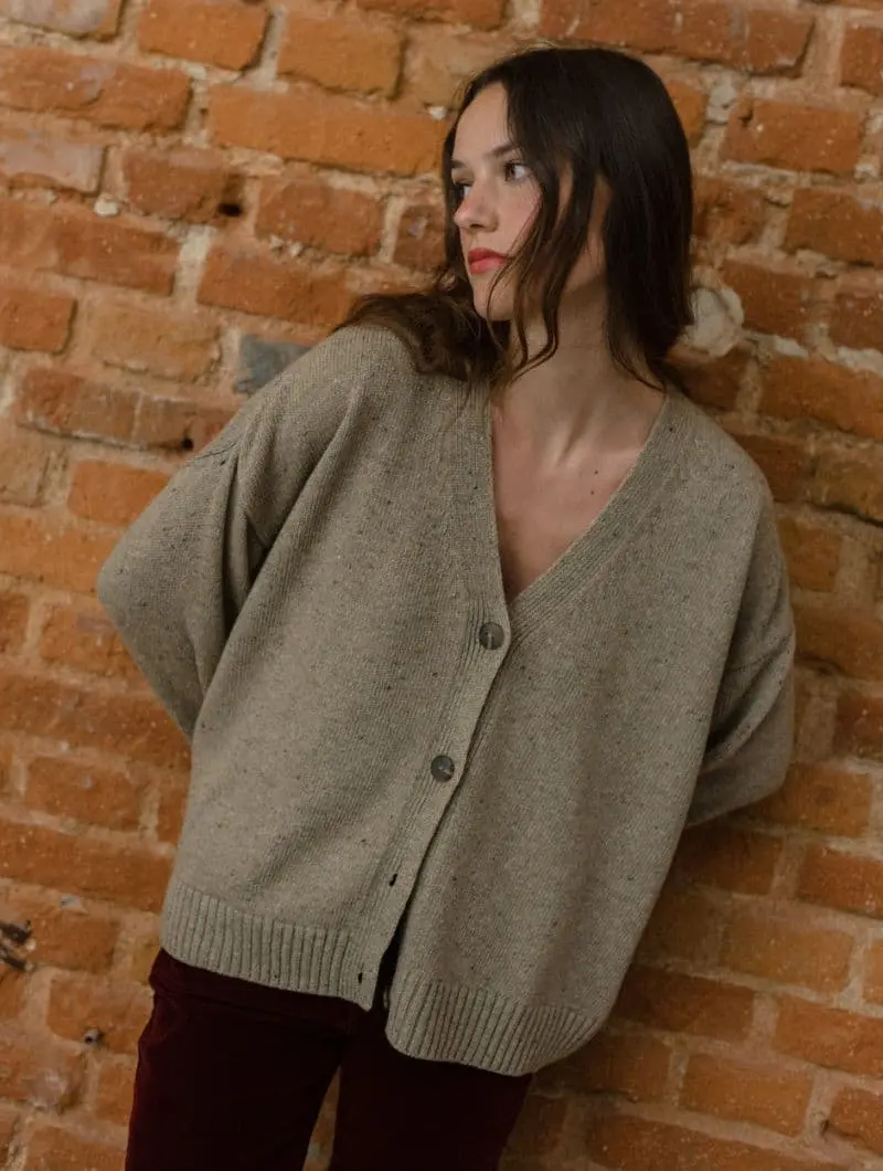 Chaqueta jaspeada mujer color avena