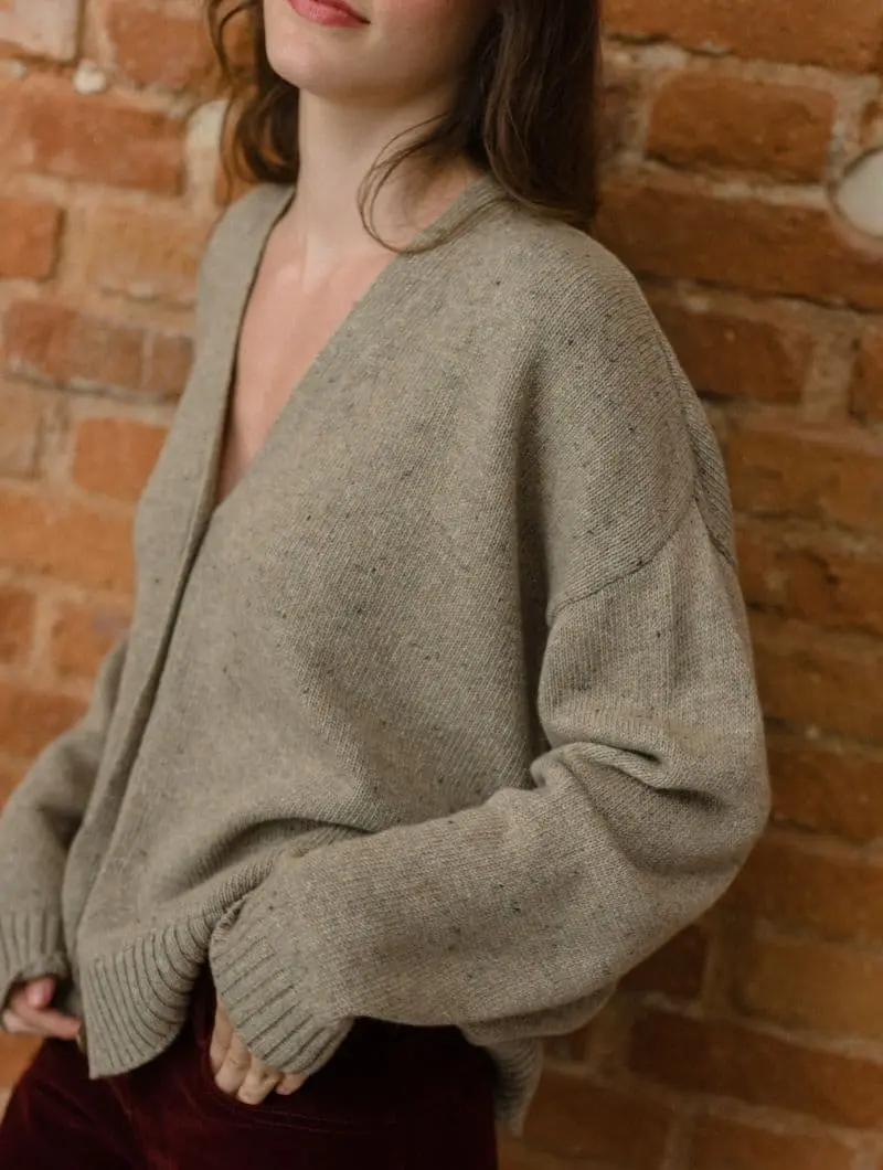 Chaqueta jaspeada mujer color avena