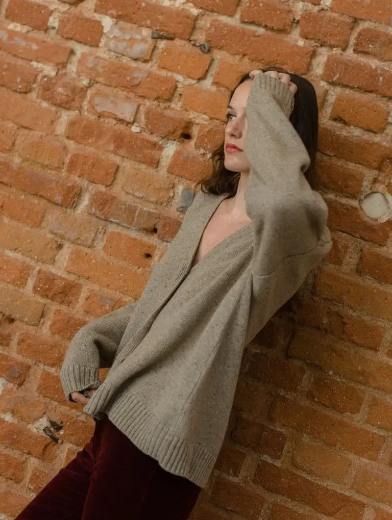 Chaqueta jaspeada mujer color avena