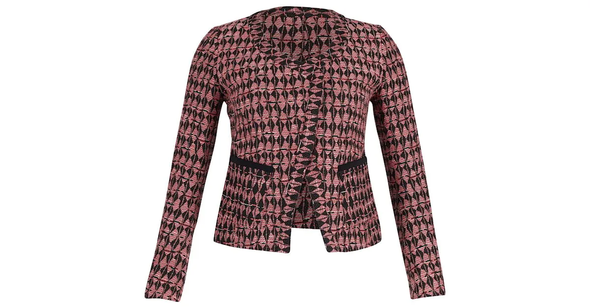 Chaqueta Maje Tweed de algodón rosa 