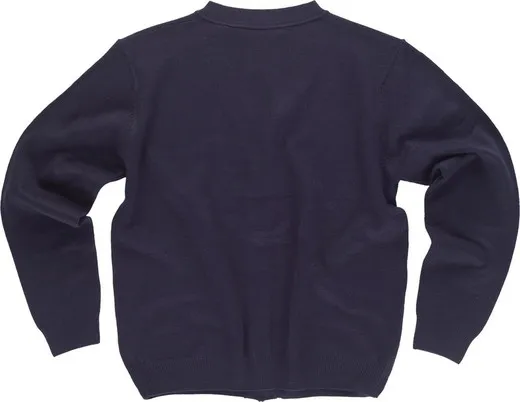 Chaqueta punto fino cuello pico dos bolsos Marino