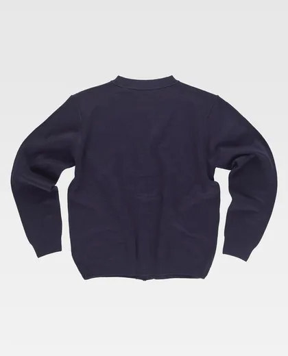 Chaqueta punto fino cuello pico dos bolsos Marino