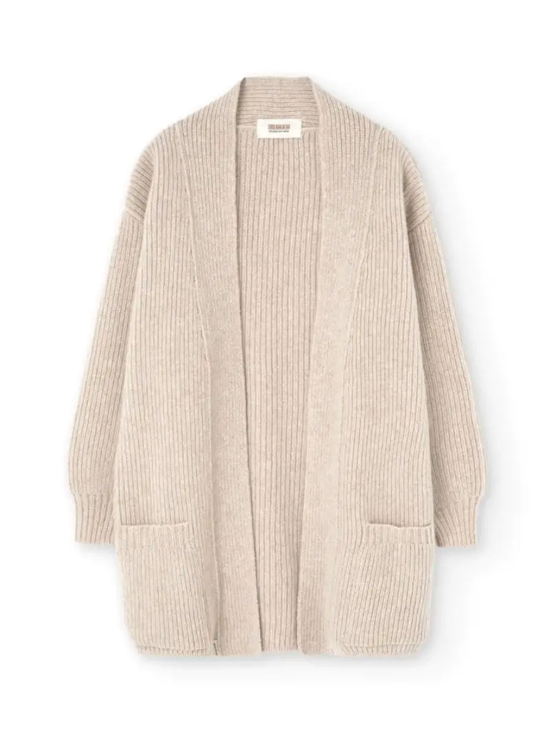 Chaqueta sostenible gruesa de lana merino blanca