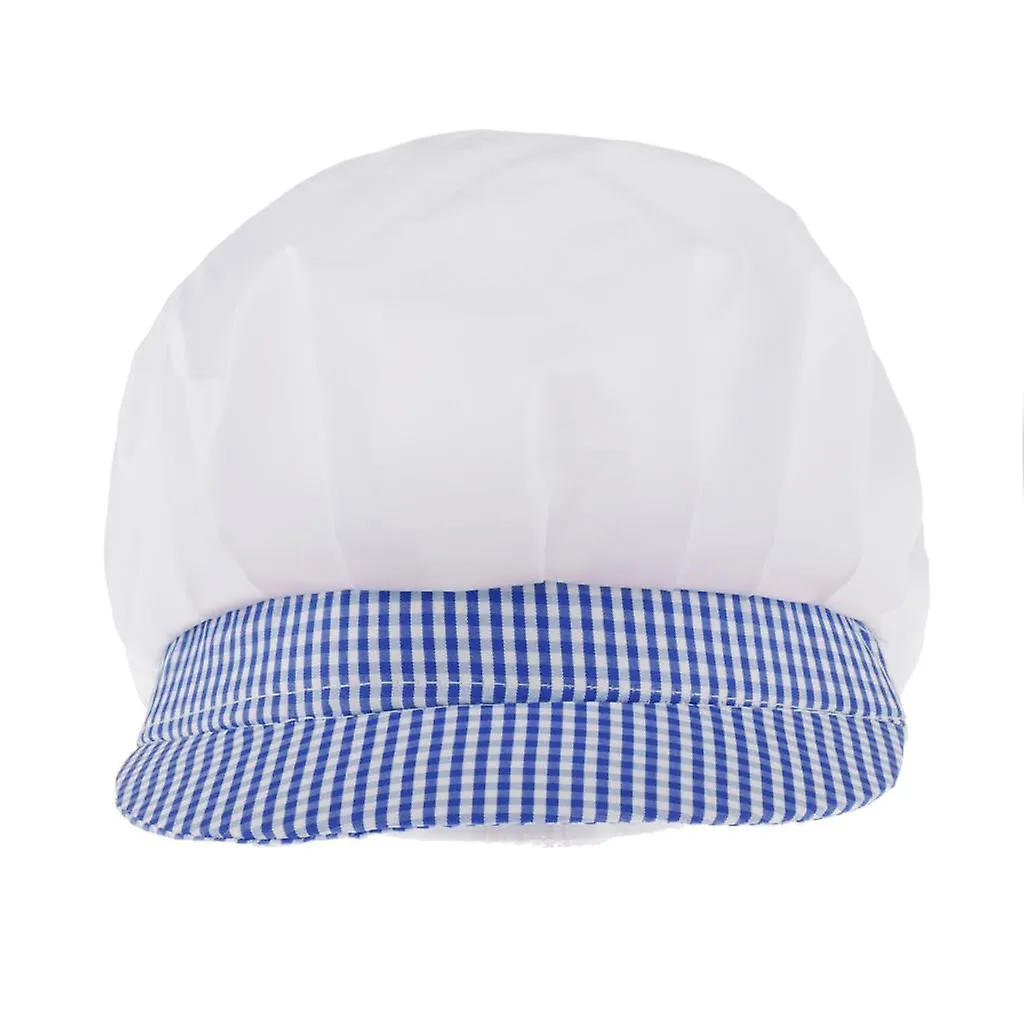 CHEF HAT CATERING HAIR NET WORKSHOP NET CAP BLUE GRIDC