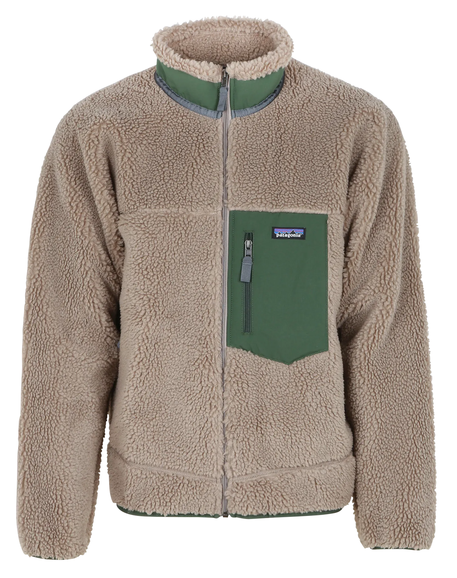 CLASSIC RETROX  CHAQUETA CON CUELLO ALTO Y CIERRE DE CREMALLERA EN SHERPA EN GRIS