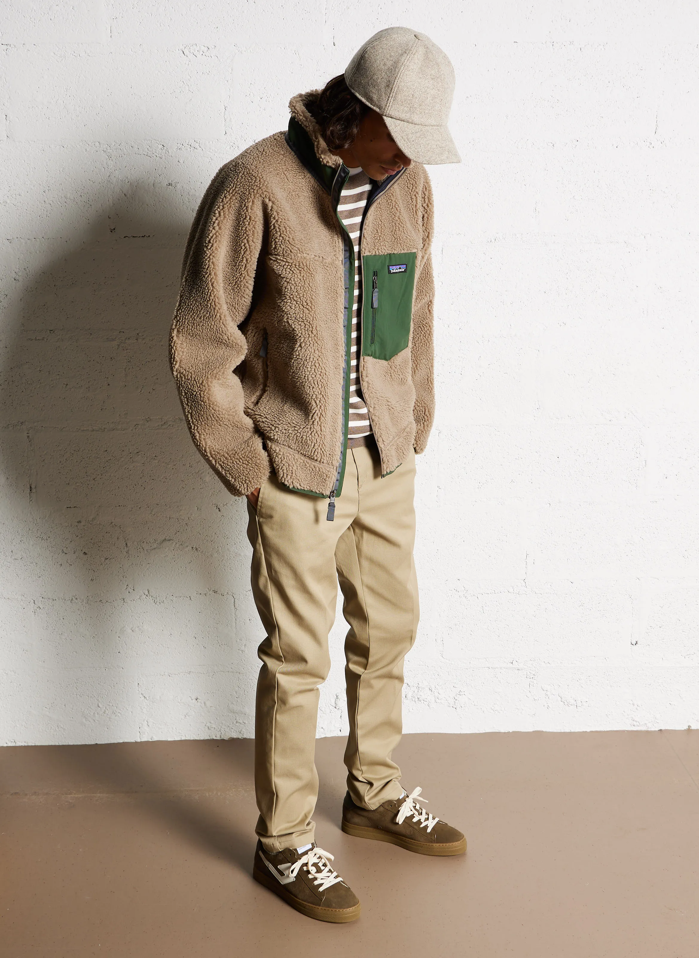 CLASSIC RETROX  CHAQUETA CON CUELLO ALTO Y CIERRE DE CREMALLERA EN SHERPA EN GRIS