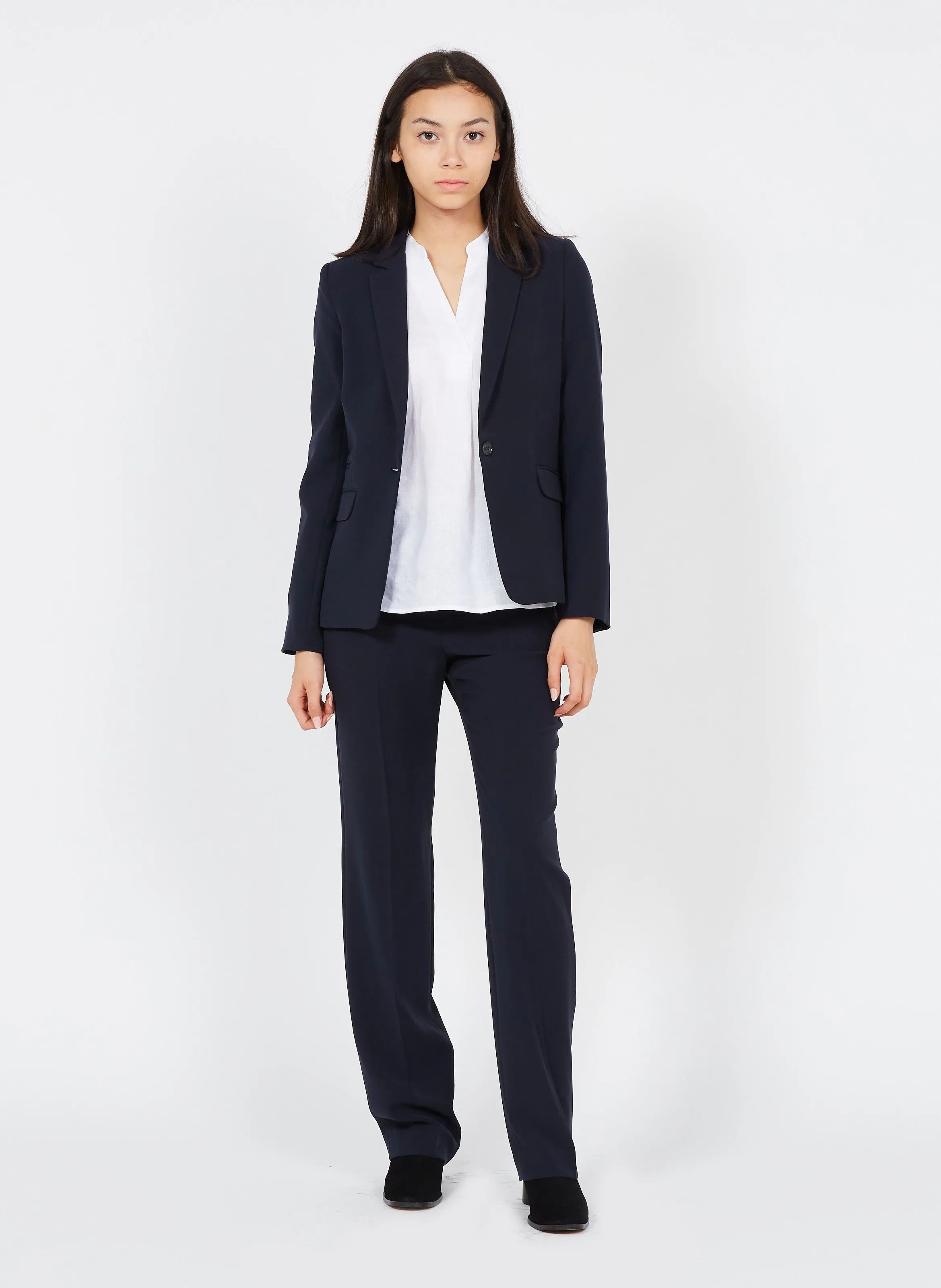 CLEMENTB  PANTALóN RECTO CON PINZAS EN AZUL