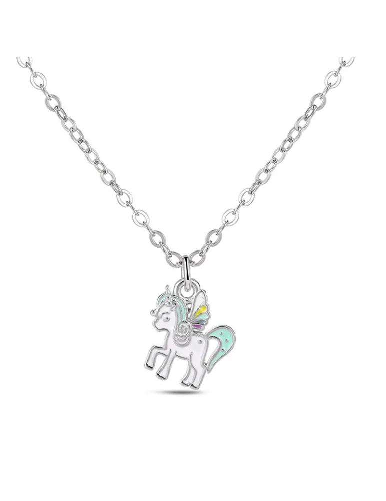 Collar Plata Niña Unicornio