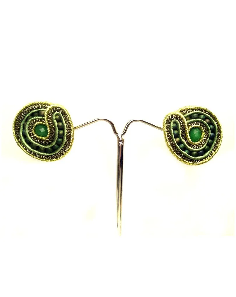 COMPRAR PENDIENTES FLAMENCA ONLINE CONJUNTO VERDE ORO